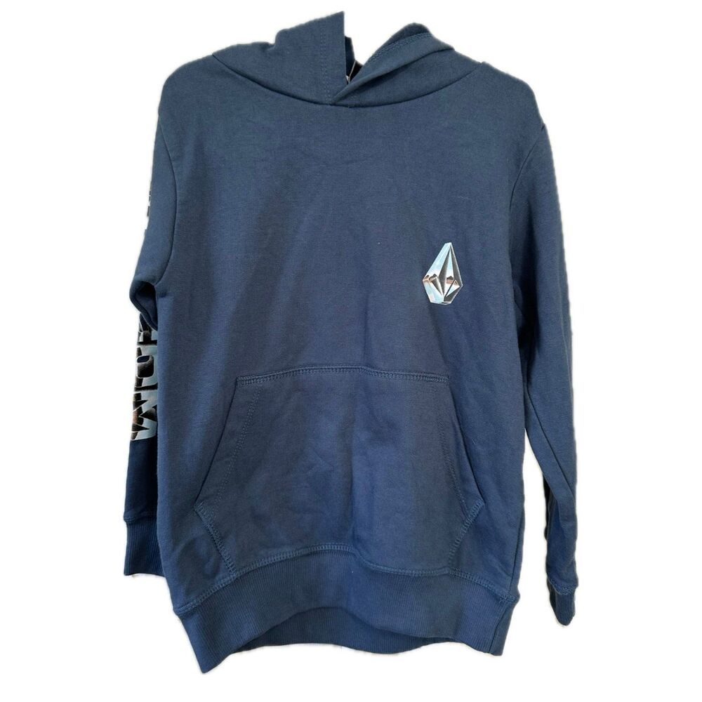 Volcom Boys Hydro Blue Iconic Stone Pullover Kangaroo Pocket Hoodie Sweatshirt 5